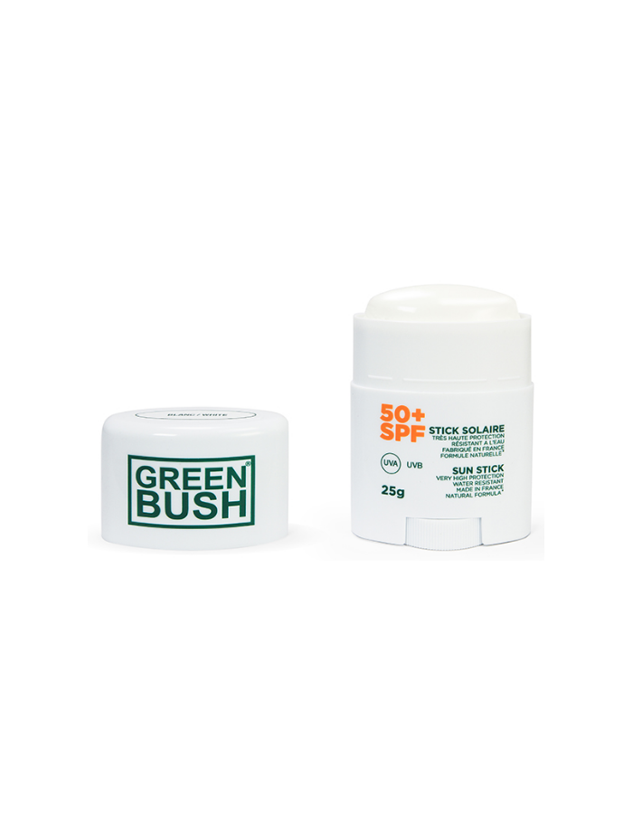 stick solaire spf50 blanc greenbush bio naturel filtre mineral protection visage corps peau sensible soleil